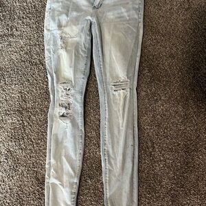 American Eagle Outfitters Light Blue Distressed Skinny Jeans
